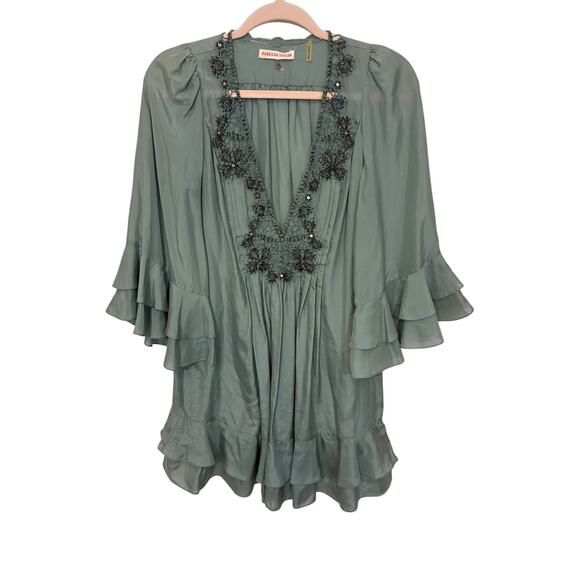 Rebecca Taylor NWOT Silk Embroidered Flowy Boxy Dress Boho Western Lagenlook 4 - Picture 1 of 5